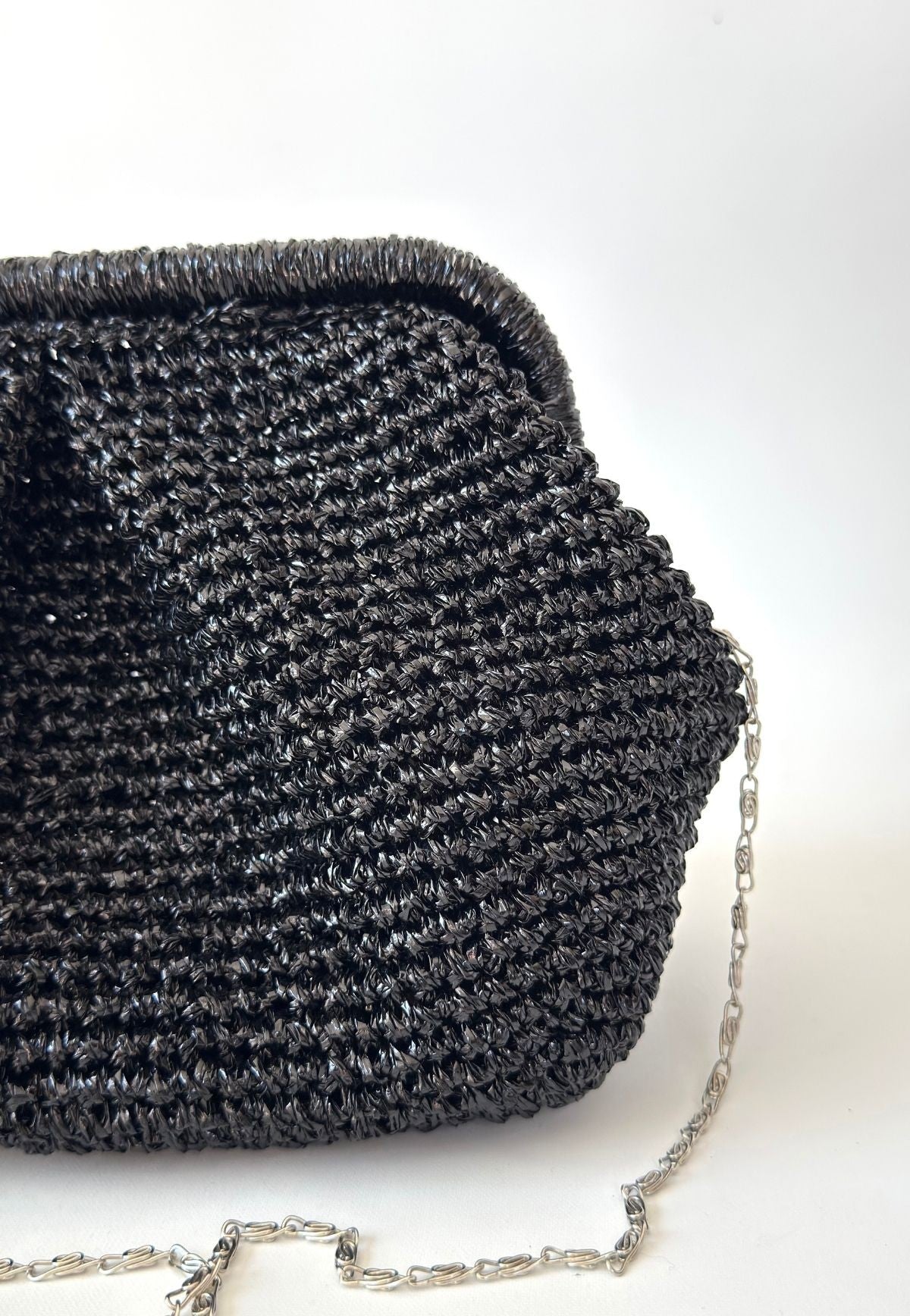 Froy Siyah Parlak Örgü Çanta