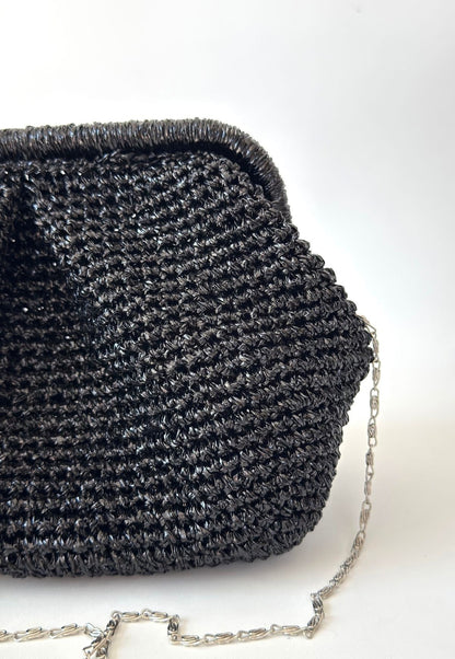 Froy Siyah Parlak Örgü Çanta