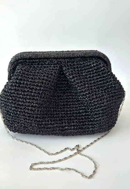 Froy Siyah Parlak Örgü Çanta