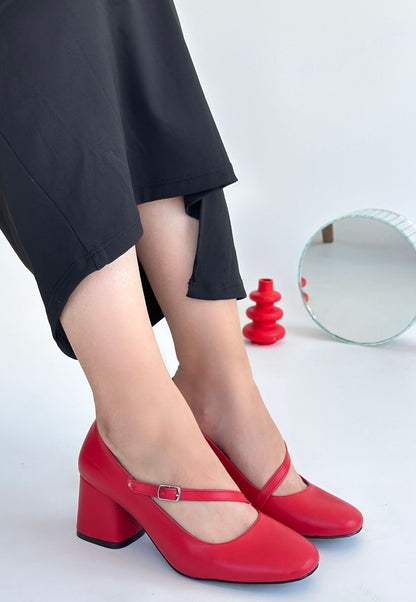 Kier Kırmızı Cilt Topuklu Ayakkabı