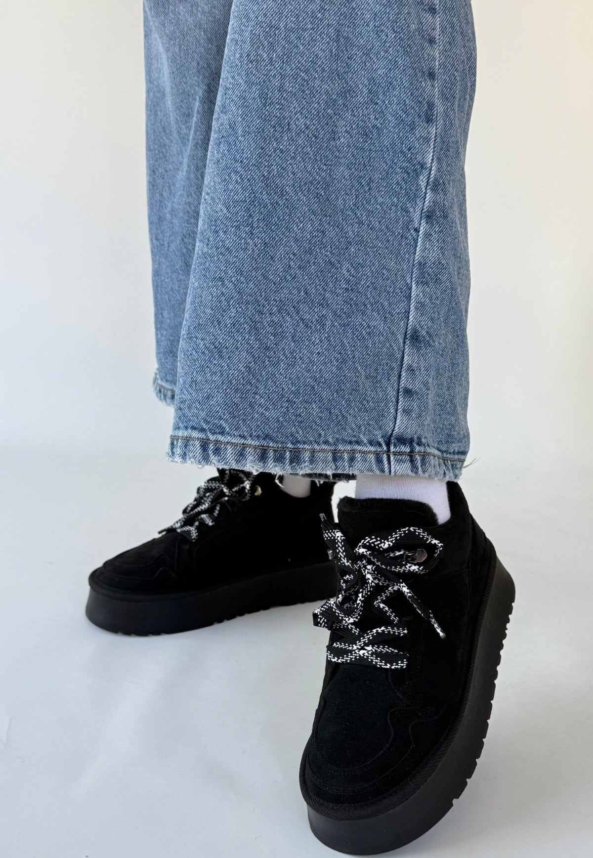 Muden Siyah Süet Bağcıklı Bot