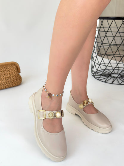 Okira Bej Cilt Oxford Ayakkabı