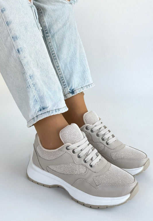 Slar Bej Cilt Bağcıklı Spor Ayakkabı