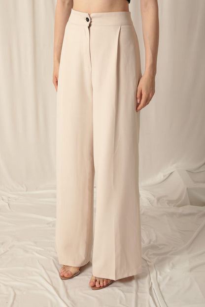 Atlas Kumaş Palazzo Kadın Bej Pantolon
