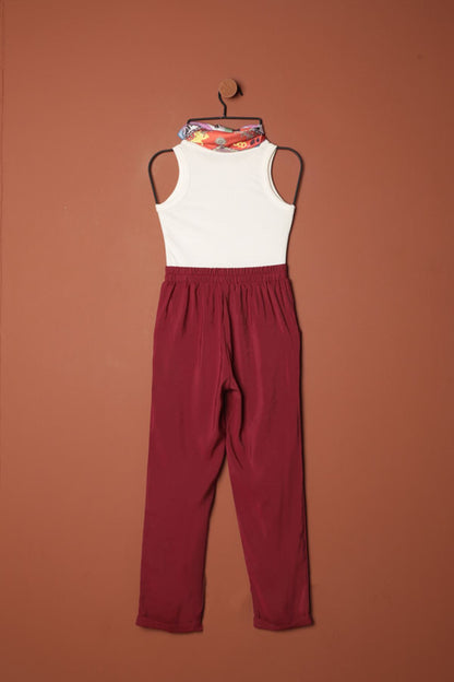 Modal Kumaş Duble Paça Kadın Pantolon-Bordo