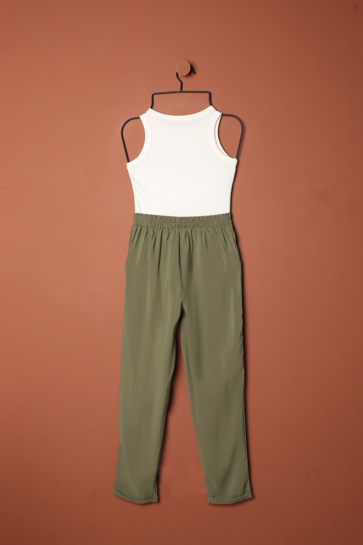 Modal Kumaş Duble Paça Kadın Pantolon-Haki