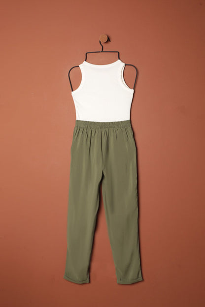 Modal Kumaş Duble Paça Kadın Pantolon-Haki