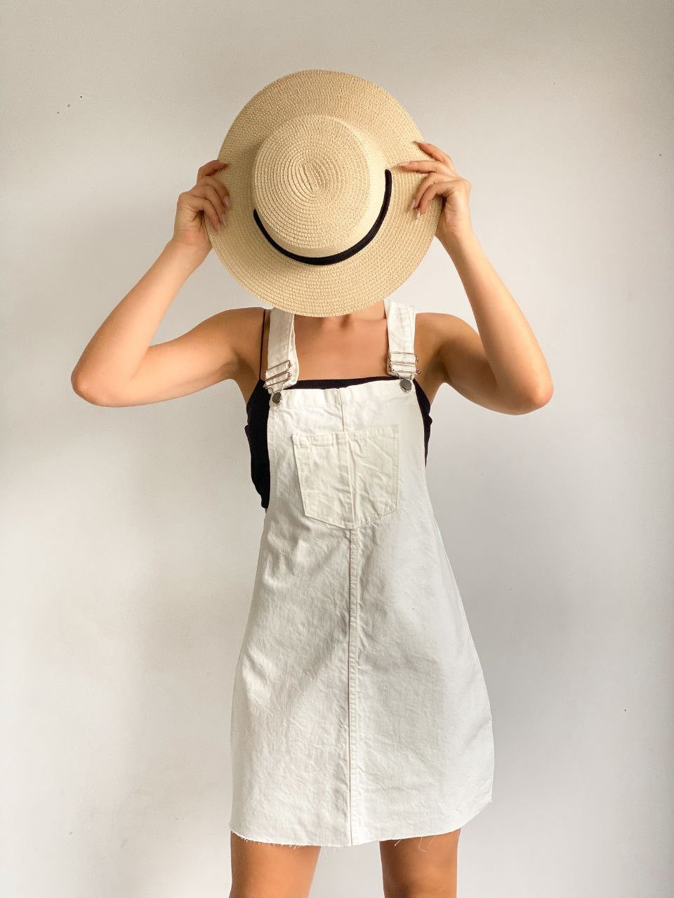 Askılı Denim Salopet Etek