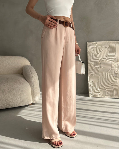 Beli Kemerli Keten Pantolon