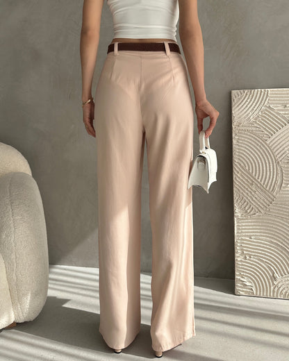 Beli Kemerli Keten Pantolon