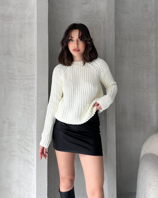 Bisiklet Yaka Selanik Örgü Triko Kazak