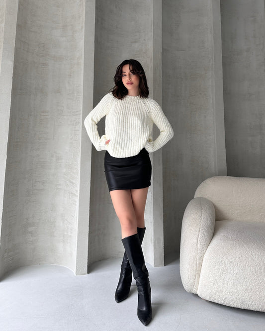 Bisiklet Yaka Selanik Örgü Triko Kazak