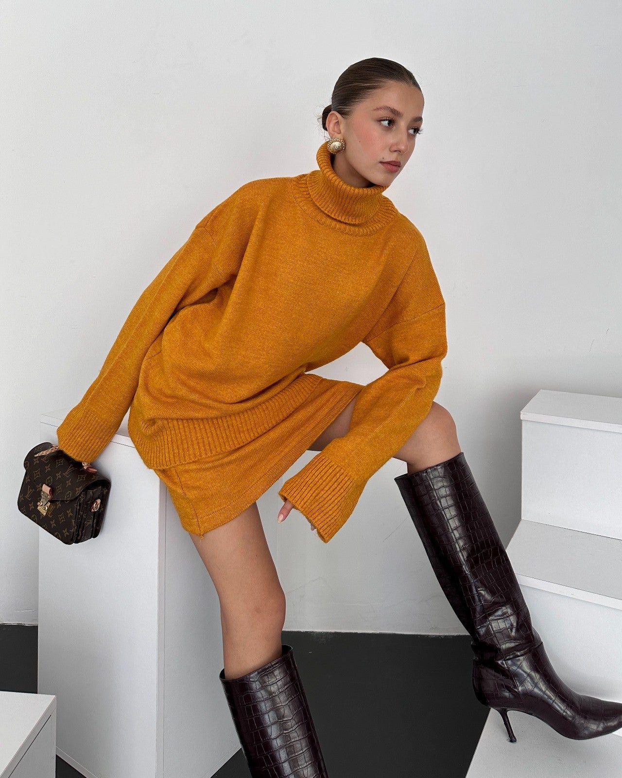 Boğazlı Kazak Ve Etek  İkili Takım