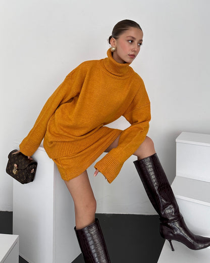 Boğazlı Kazak Ve Etek  İkili Takım