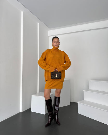 Boğazlı Kazak Ve Etek  İkili Takım