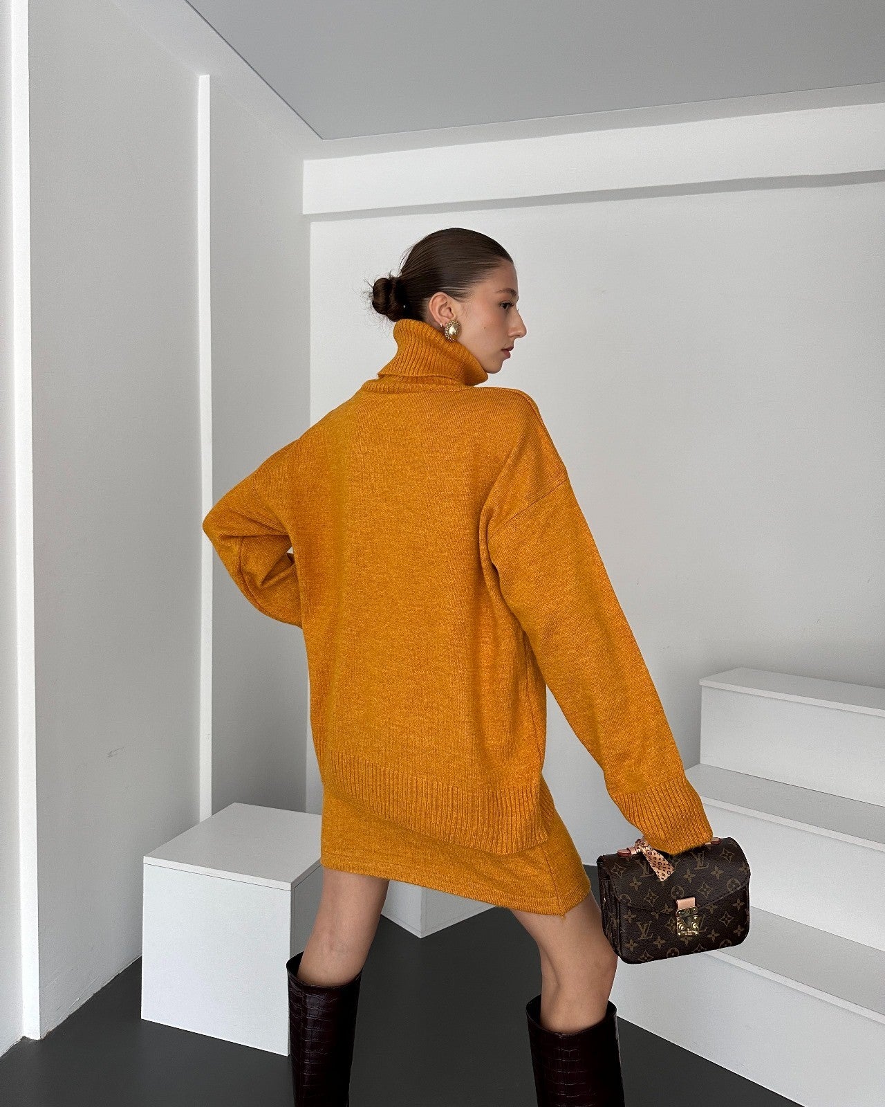 Boğazlı Kazak Ve Etek  İkili Takım