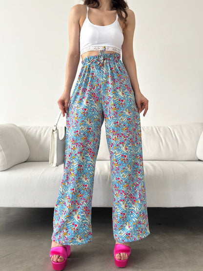 Desenli Beli Lastikli Bürümcük Pantolon