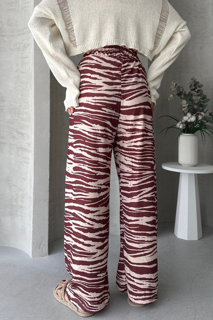 Desenli Beli Lastikli Bürümcük Pantolon