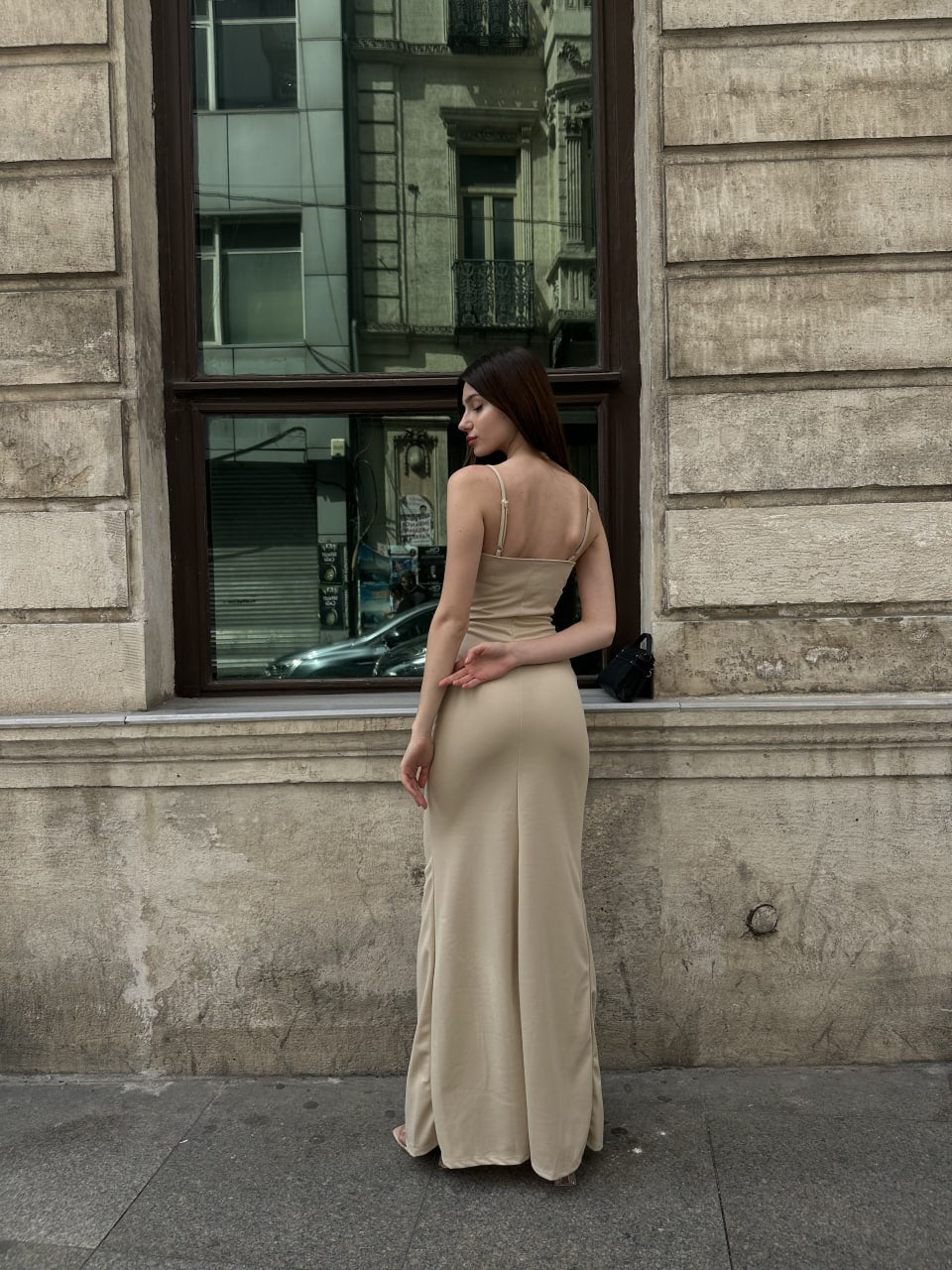 İp Askılı Etek Ucu Volanlı Midi Boy Elbise