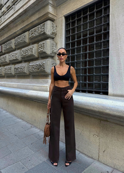 Yüksek Bel İspanyol Paça Denim Pantolon