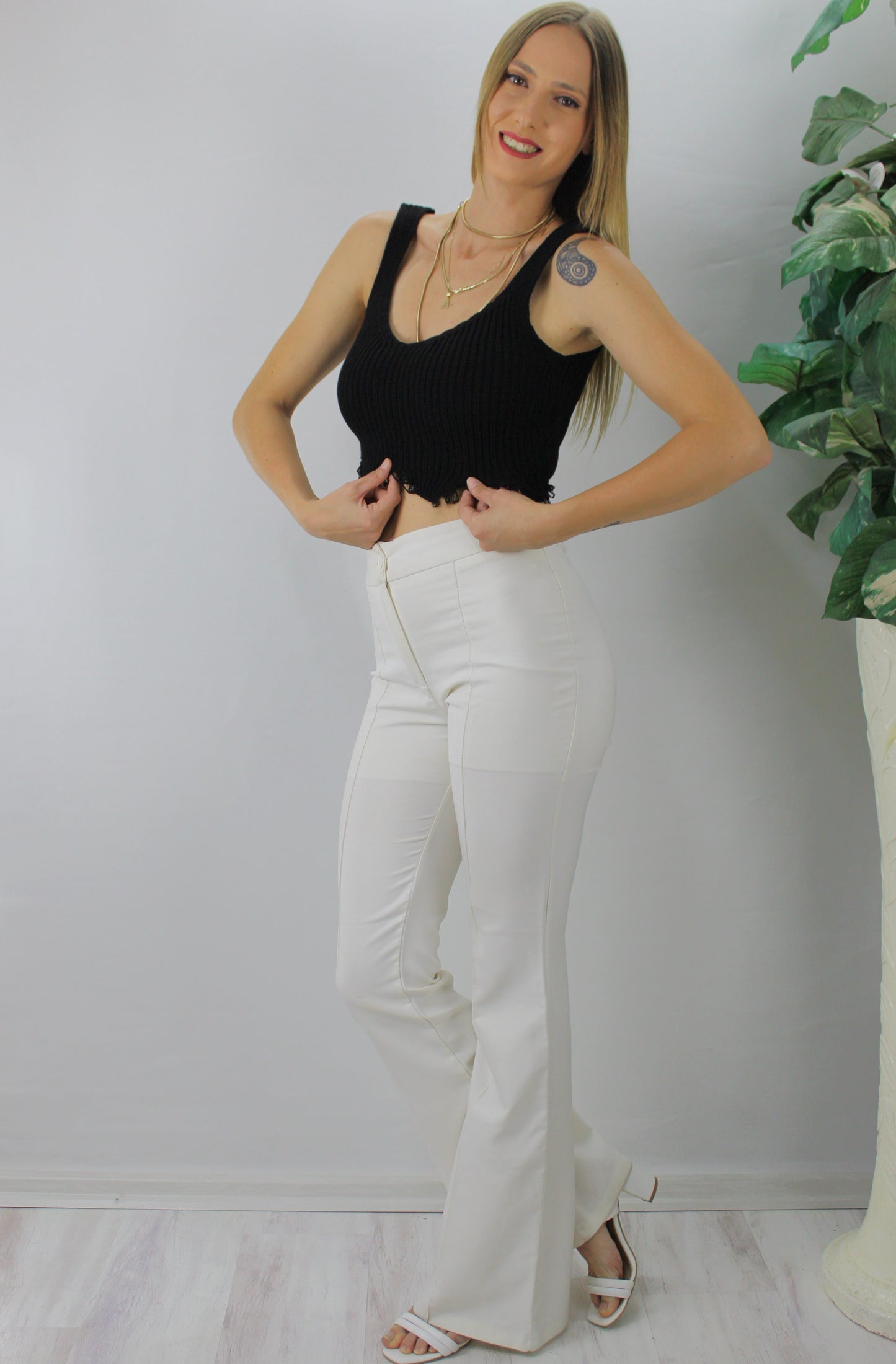 Örme Kolsuz Bayan Triko Siyah - 106469