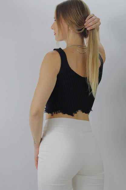 Örme Kolsuz Bayan Triko Siyah - 106469